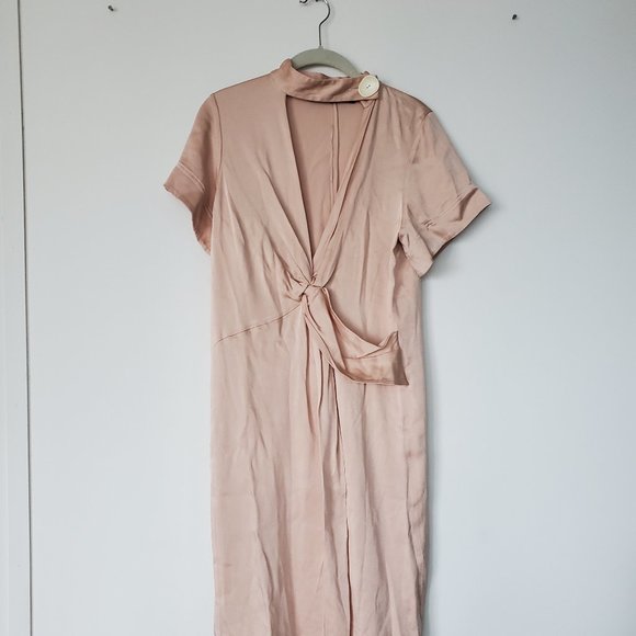 Zara Dresses Zara Blush Pink Satin Midi Dress Xs Poshmark